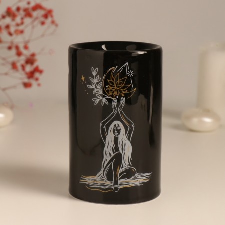 Aroma lamp ceramics "I choose myself" black with gold 7.2x7.2x11.6 cm-2