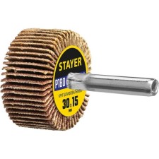 Круг лепестковый шлифовальный STAYER 36606-180, P180, d шпильки = 6 мм, 30 х 15 мм