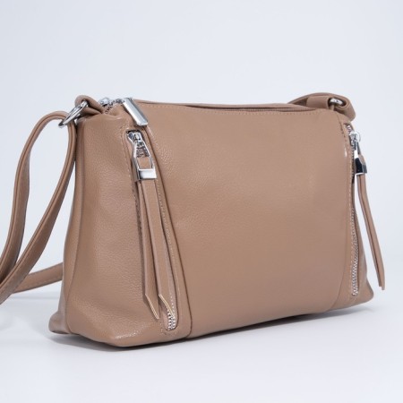 Cross-Bodi Bag on a zipper, beige color-2
