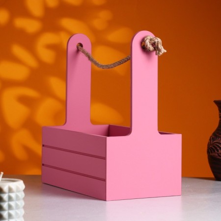 Box - wooden Kashpo 25x15x30 "Beloved Mom" ​​Pink Coral-1