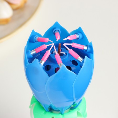 Candle for cake musical "Tulip", spinning, blue, 14.5 × 6 cm-5