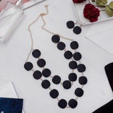 Set 2 objects: earrings, beads “Tenderness of forms”, 2 tiers, black color, 50 cm