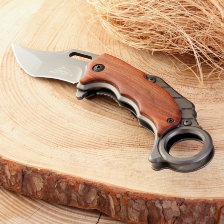 Folding “boomerang” knife 18.2cm, blade 65mm/2.5mm, handle of wood-1