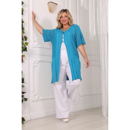 Cardigan female, size 60, blue color-2