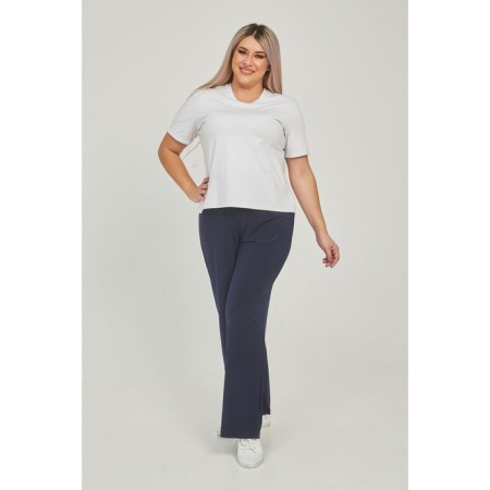 Female trousers, size 60, dark blue color-2