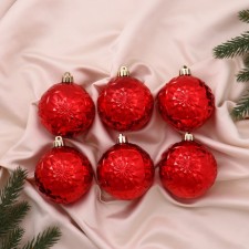 Christmas tree toys, New Year's balls, plastic, D-7 cm set, 6 pcs 