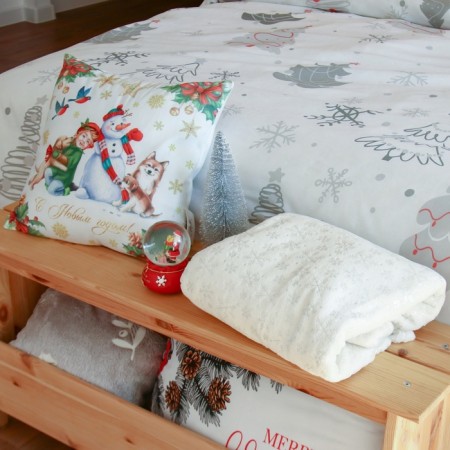 New Year. Ethel pillow Happy New Year, 40*40 cm, velor, 100% p/e-1
