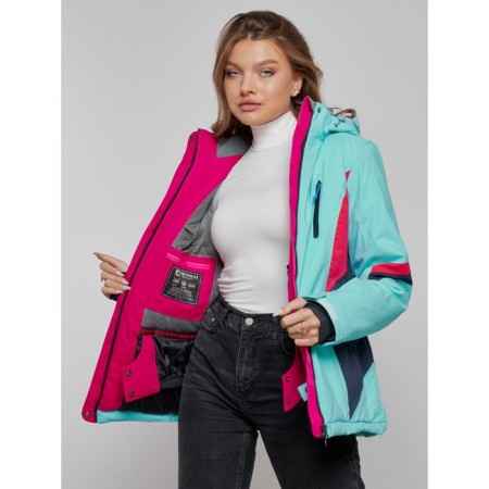 Ski jacket women's winter, size 44, turquoise color-10