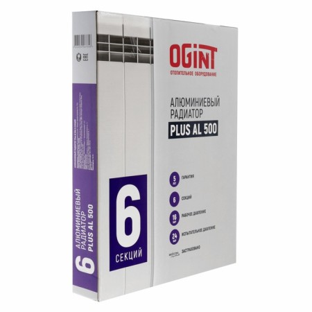 Aluminum radiator Ogint Plus Al, 500 x 78 mm, 6 sections, 738 watts-1