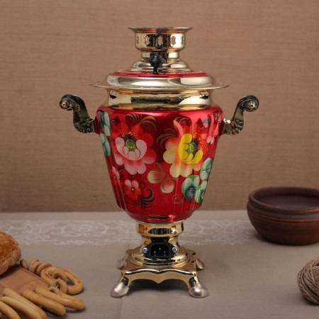 Samovar "Zhostovo on Red", glass, 3 l, electric-2