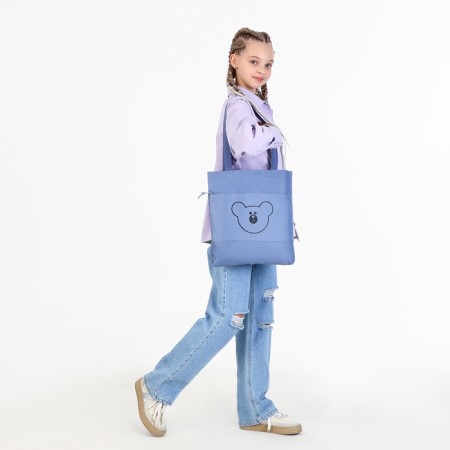 School set. A backpack with a zipper, core, bag, pencil case, bag for coins, blue color-4