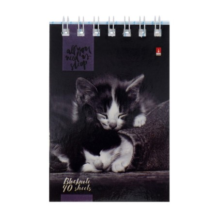 Notepad A7, 40 sheets on the crest "Cat View", cover of laminated cardboard, mix-3