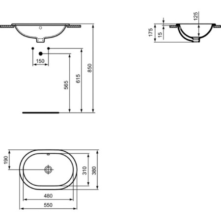 Ideal Standard Connect E504801 sink, oval, built into the countertop-2
