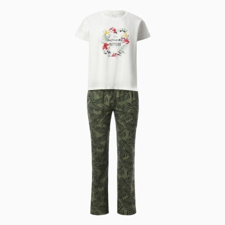 Homemade set (T -shirt, trousers), white/green color, size 50