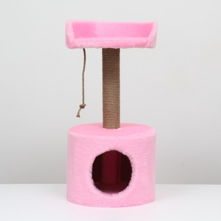 House for cats with a claw, with a sunbed, round, 35 x 35 x 70 cm, pink-2