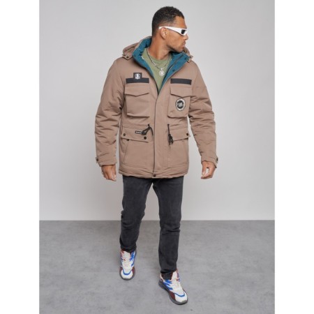 Winter male jacket, size 56, brown color-8