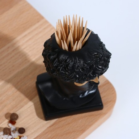 David toothpick stands, black with gold, 5x5x9 cm-2
