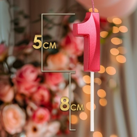 Candle in the cake on the skewer "Fine", the number "1", 5 cm, red-1