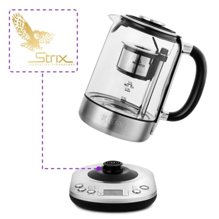 Electric kettle KitFort KT-6116, glass, 1.7 l, 2200 watts, backlight, silver-5