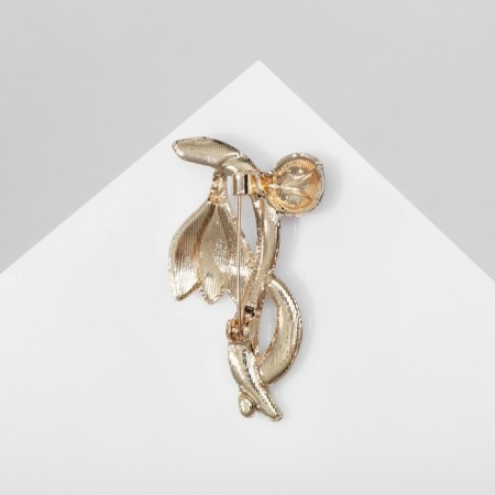 Brooch "Flower" snowdrop with God's cow, color in gold-1