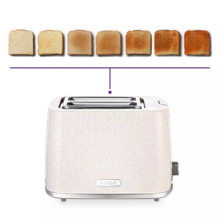 Toster KitFort KT-6075, 930 W, 7 fry modes, 2 toasts, beige-3