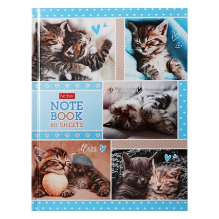 Business block A5, 80 sheets, in the cage "Fluffy Muzzles", solid cover, 5-color block, block 65g/m2