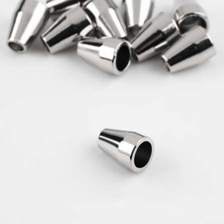 Tip for the cord, d = 4 mm, 12 × 8 mm, 10 pcs, silver color