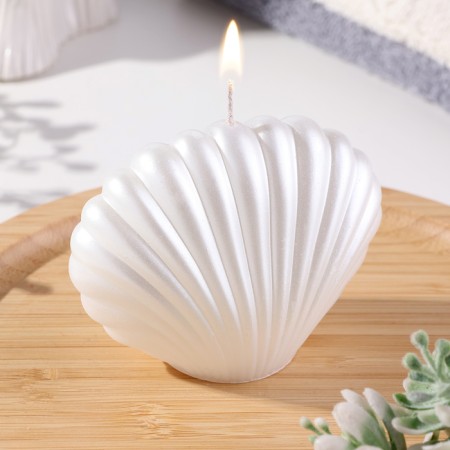 Figure varnished candle "shell", 3.2x4.5 cm, pearl-1