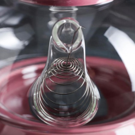 Glass teapot with metal sieve and stand for heating Elegy, 600 ml, red color-2