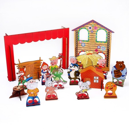 Finger Puppet Theater "3 Tales", screen: 22.5 × 33 cm-1
