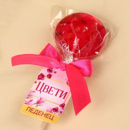 Lollipop with flowers "flow", taste: raspberries, without sugar, 14 g.-4