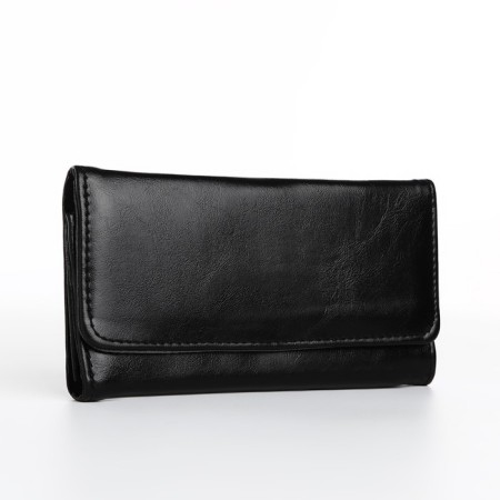 Women's wallet on the button, black color