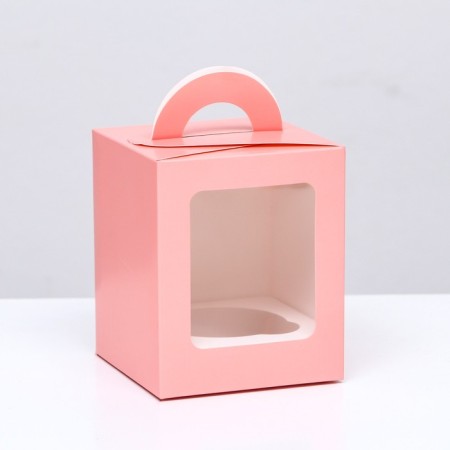 Packaging for one cupcake, pink, 9.2 x 9.2 x 11.1 cm