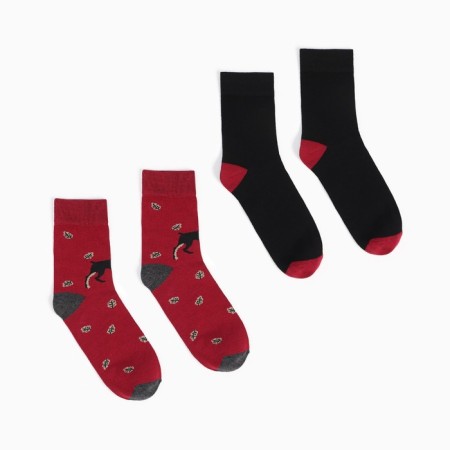 Male socks (2 pairs), burgundy/black color, size 44-45