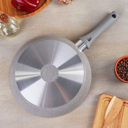 Pan with a handle, anti -stick coating, d = 26 cm, h = 60 mm, color is light marble-4