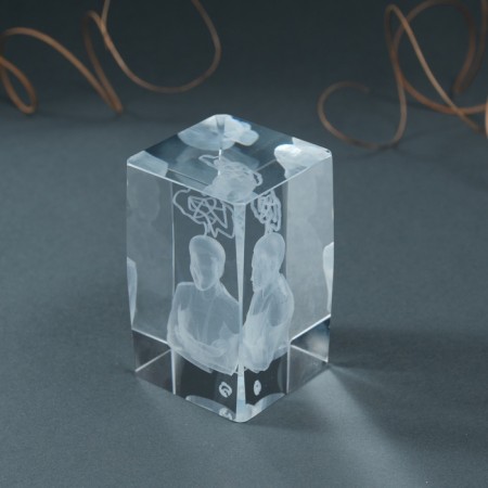 Souvenir glass rectangle "Thinker" 5x5x8 cm-4