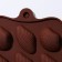 Form for chocolate of the “shells”, silicone, 22 × 10.5 × 1 cm, 15 cells (2.7 × 3.4 cm), brown color