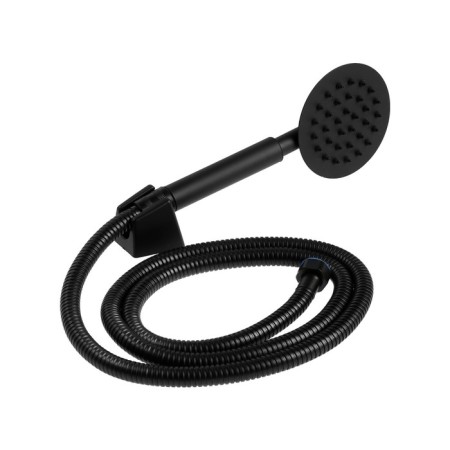 Bath mixer Zein Z3491, curved spout, shower set, stainless steel, black-9