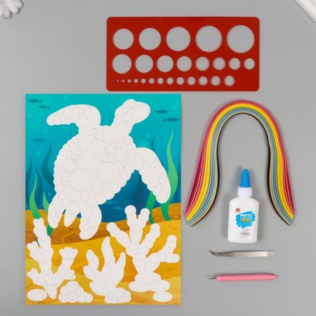 Quilling set of 170 strips with "Turtle and Corals" tools 25x33.7 cm-5