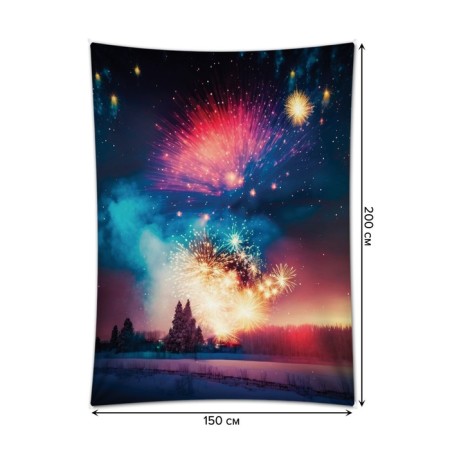 Decorative panel with photo printing "Salute in winter", vertical, size 150x200 cm-1