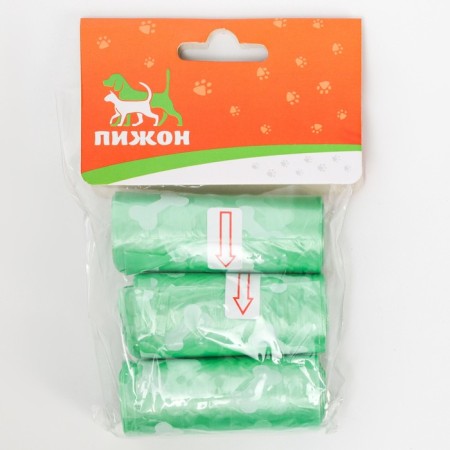 Packages for cleaning for dogs with printing (3 rolls of 15 packages 29x21 cm), green-2