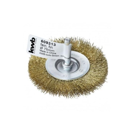Brush is flat for a drill KWB, D = 75 mm, HSS, brass, wavy, wire thickness 0.2 mm-1
