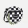 Bag's bag with lightning, external pocket, adjustable belt, black/white color