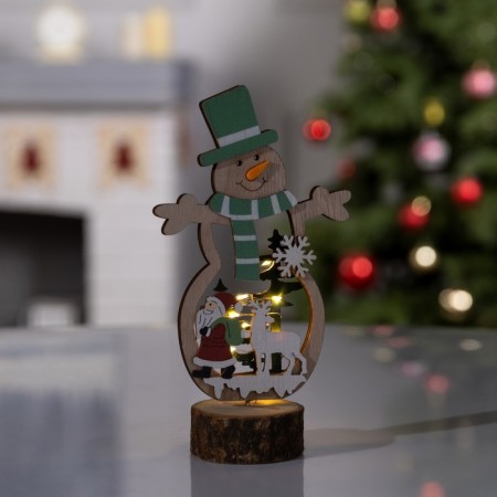 LED figure "Snowman" 12 × 18 × 6 cm, wood, batteries CR2032x1, glow warm white