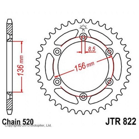 Vednoy star JT SPROCKETS JTR822-47, chain 520, 47 teeth