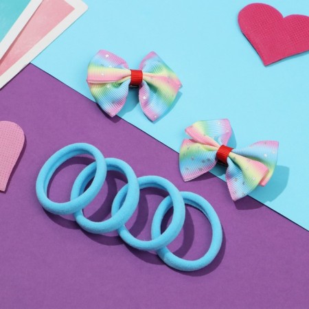 Sofia "Sofia" (4 elastic bands, 2 clamps) bow Rainbow shine-1