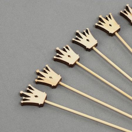 Wooden skewers "Crown", 11 cm, set of 12 pcs.