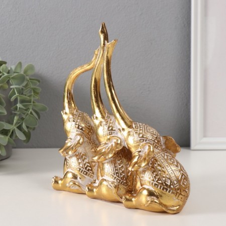 Polystone souvenir "Three elephants. Indian patterns" gold 18.3x6.7x20 cm-2