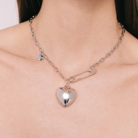Piece "chain" heart on a pin, color silver, 50 cm-2