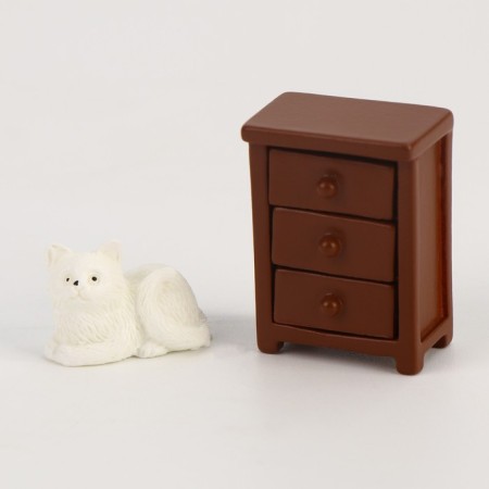 Miniature puppet "bedside table with a cat"